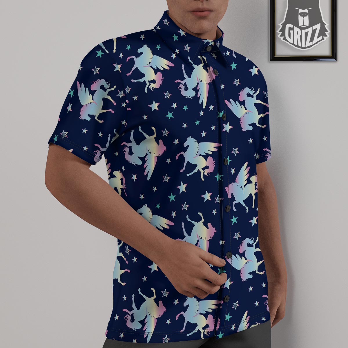 Unicorn Star Fairy Print Pattern Untucked Shirts-grizzshop