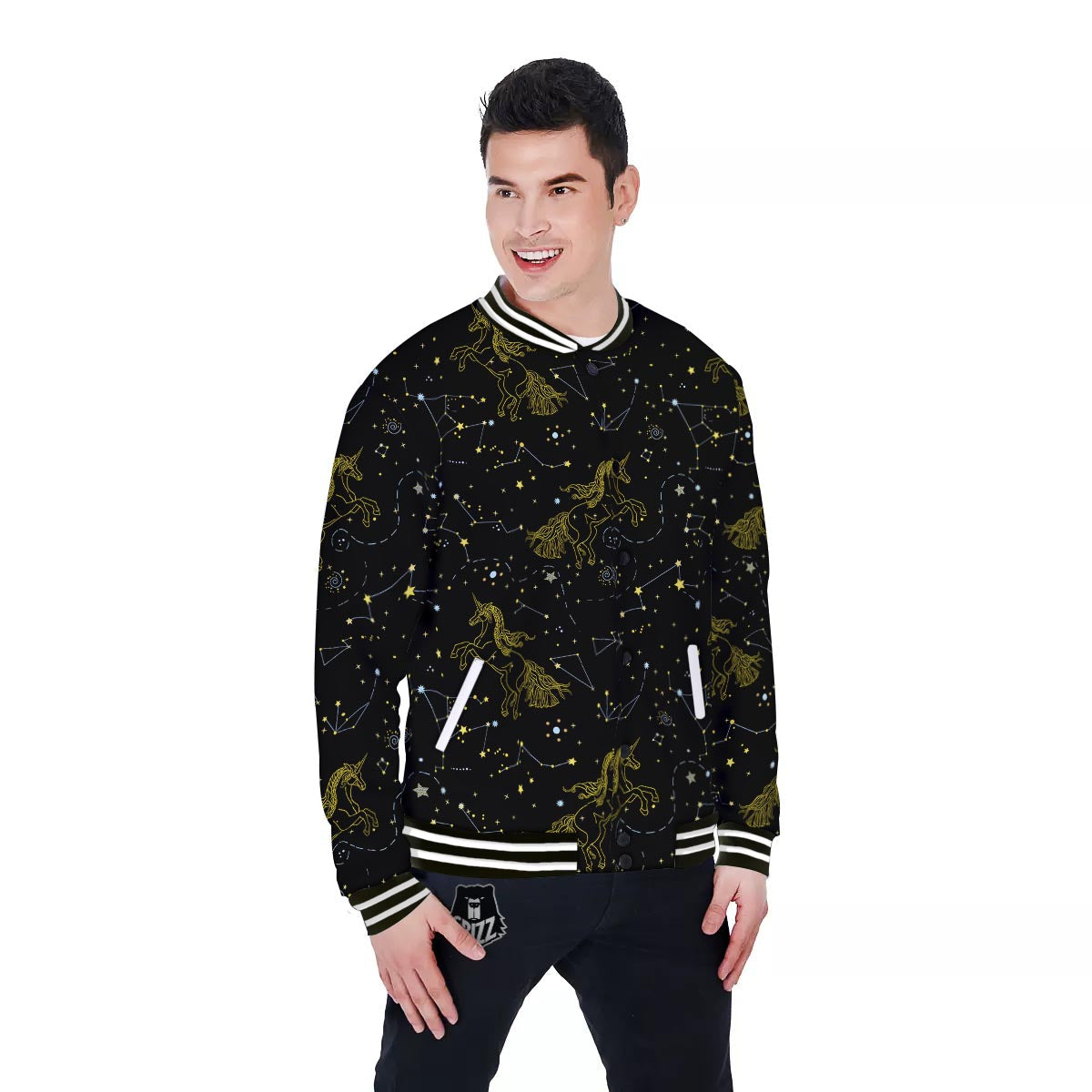 Unicorn Star Space Print Pattern Baseball Jacket-grizzshop