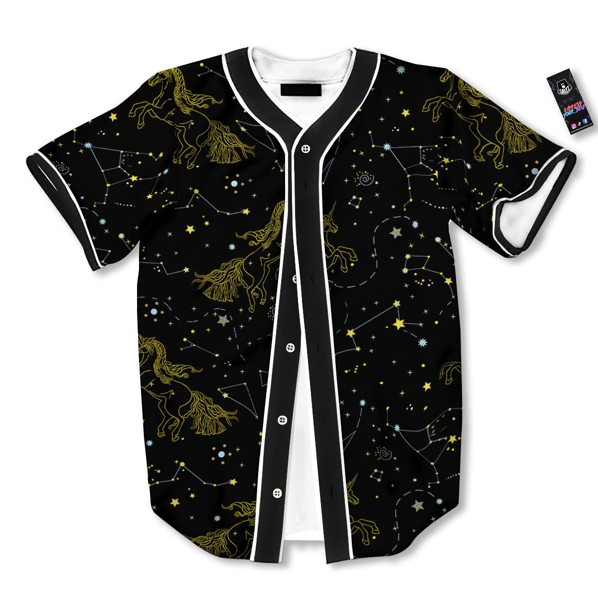 Unicorn Star Space Print Pattern Baseball Jersey-grizzshop