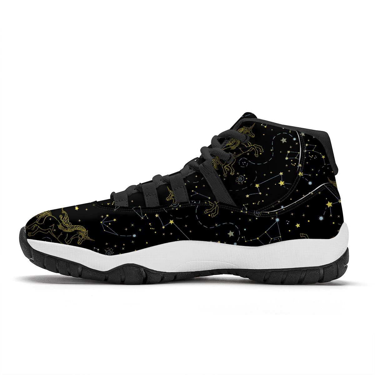 Unicorn Star Space Print Pattern Black Bball Shoes-grizzshop