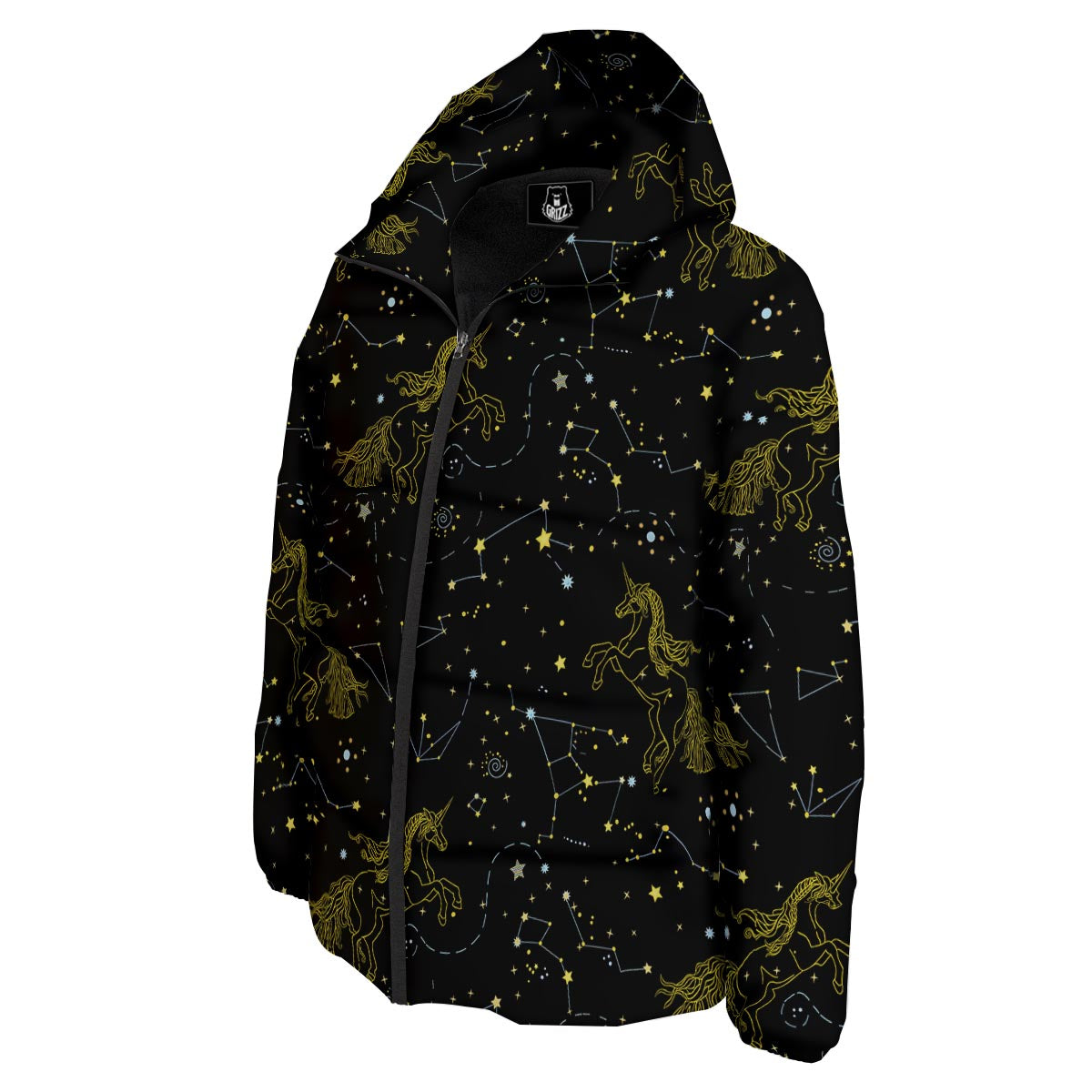Unicorn Star Space Print Pattern Down Jacket-grizzshop