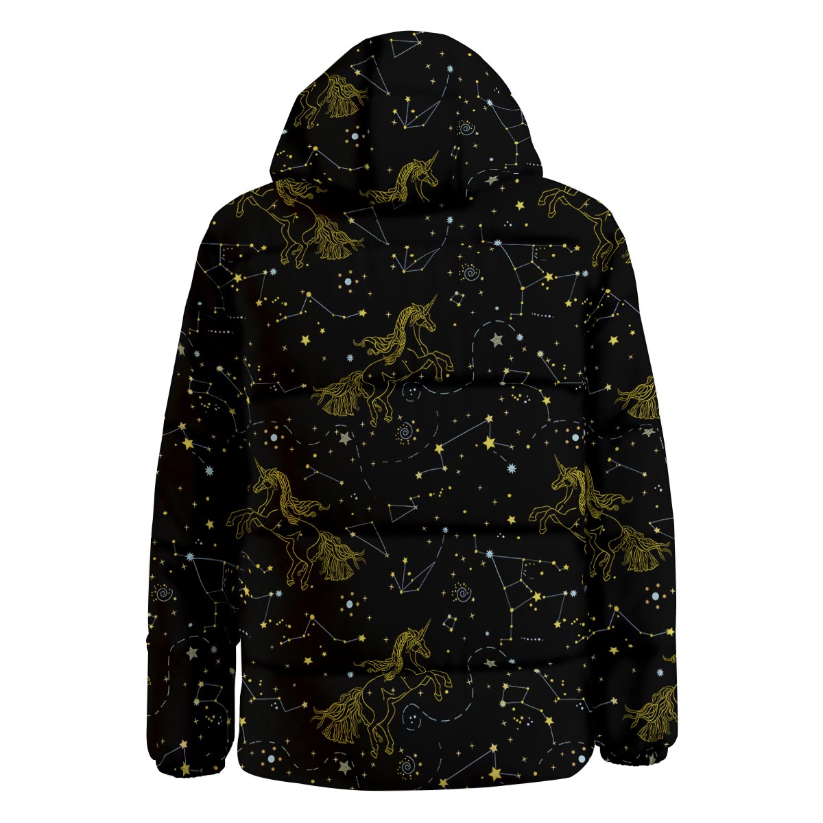 Unicorn Star Space Print Pattern Down Jacket-grizzshop