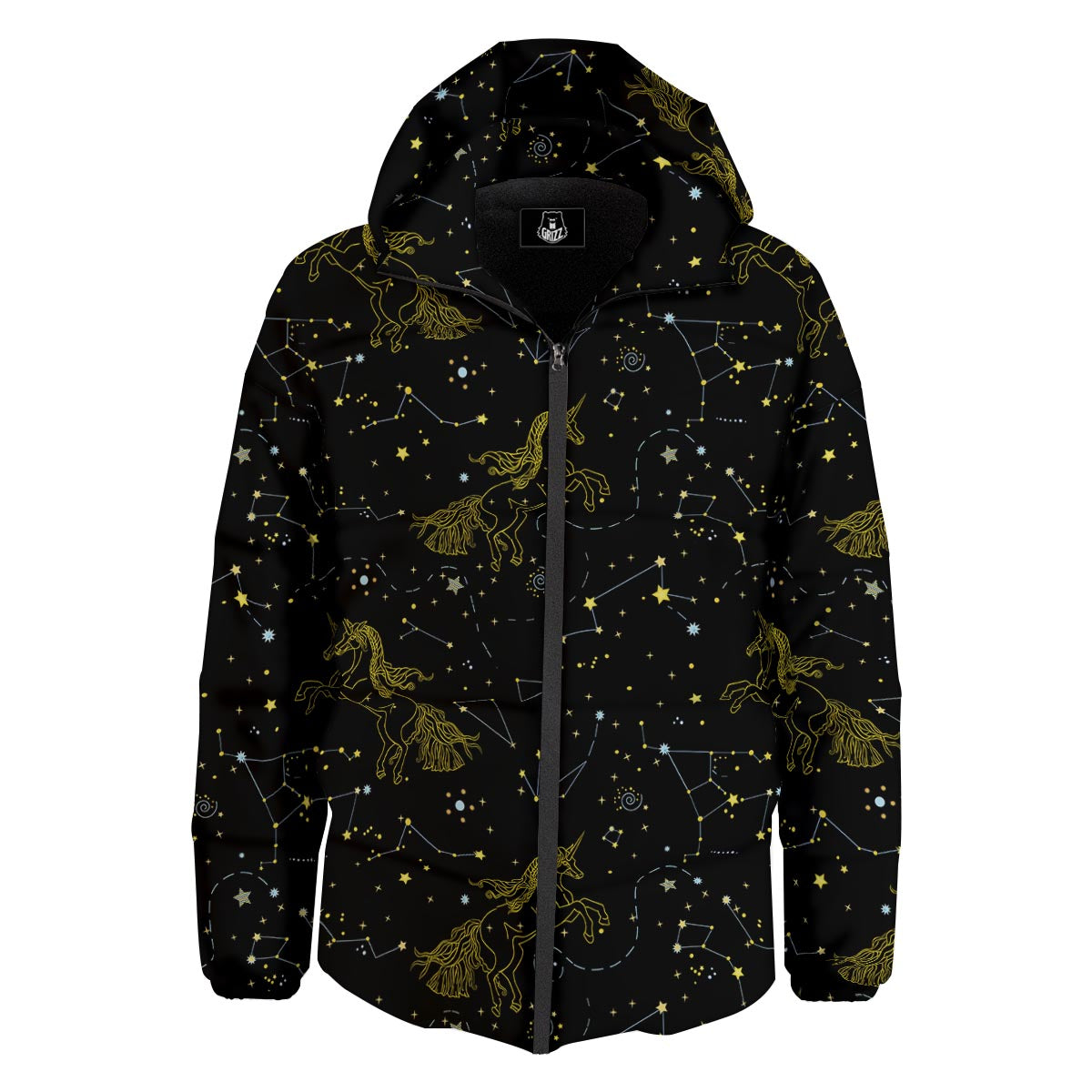 Unicorn Star Space Print Pattern Down Jacket-grizzshop