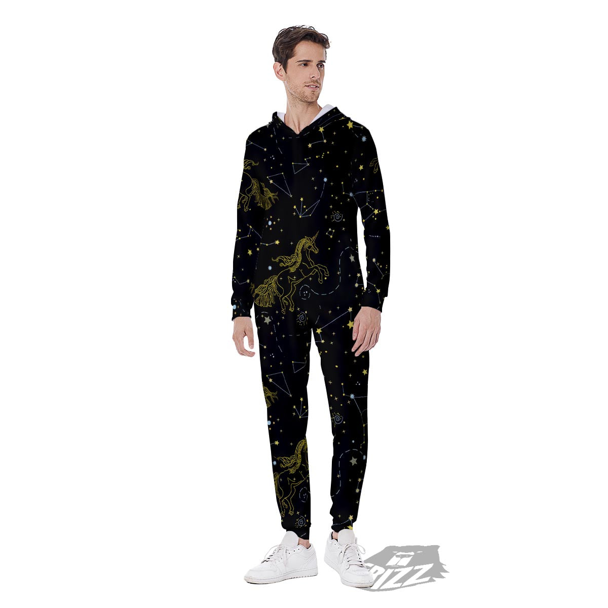 Unicorn Star Space Print Pattern Men's Jumpsuit-grizzshop