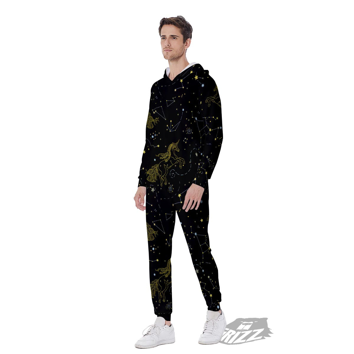 Unicorn Star Space Print Pattern Men's Jumpsuit-grizzshop