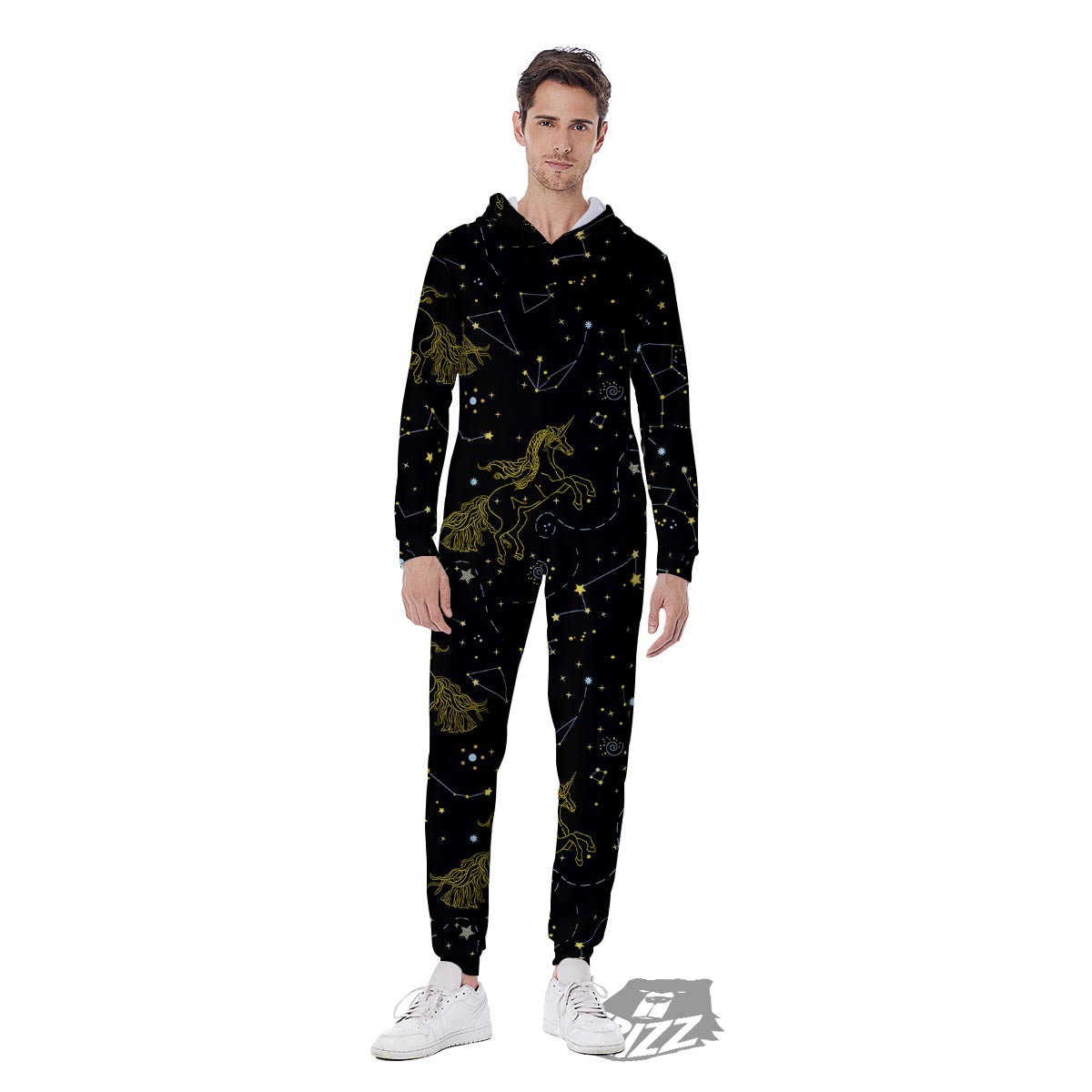 Unicorn Star Space Print Pattern Men's Jumpsuit-grizzshop