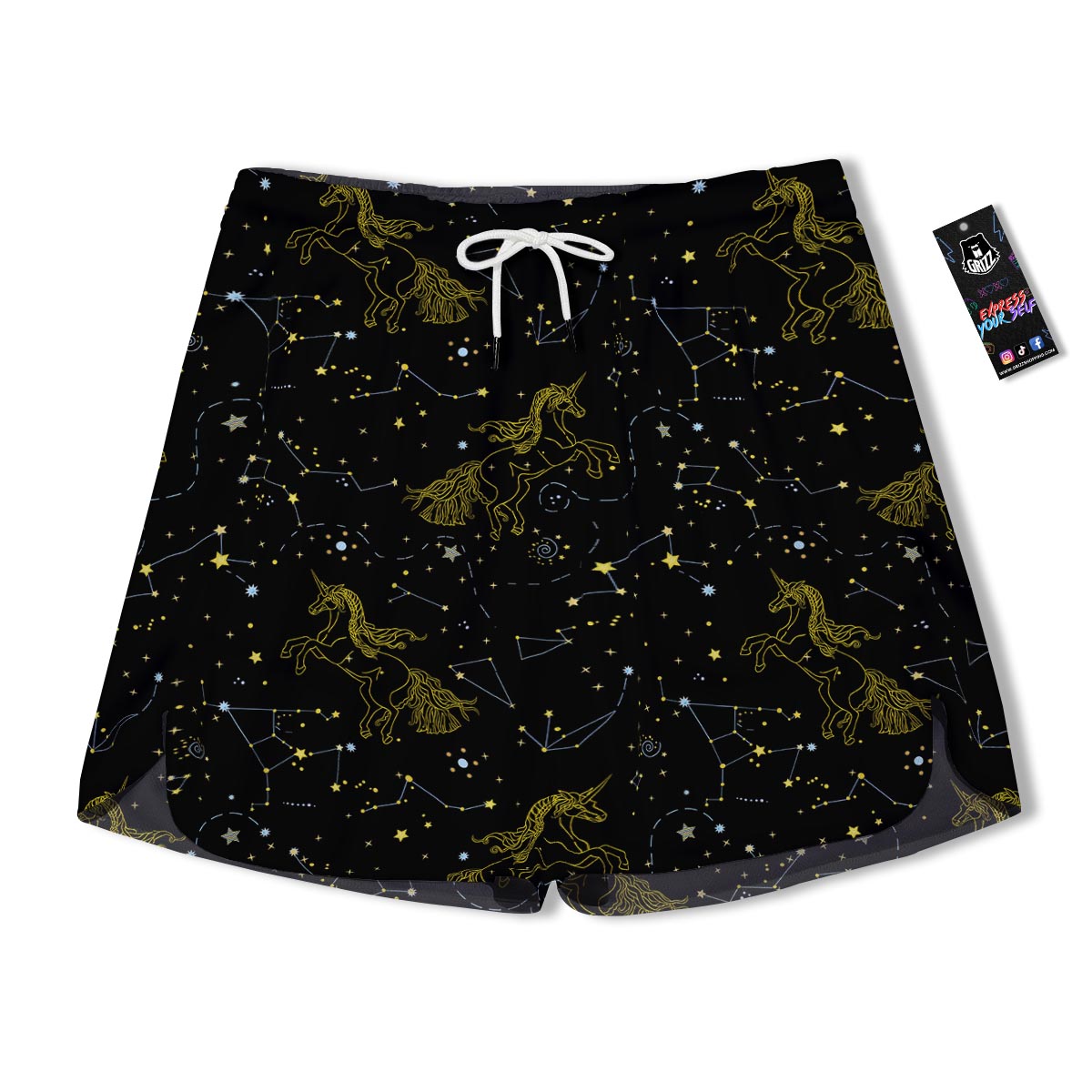 Unicorn Star Space Print Pattern Men's Running Shorts-grizzshop
