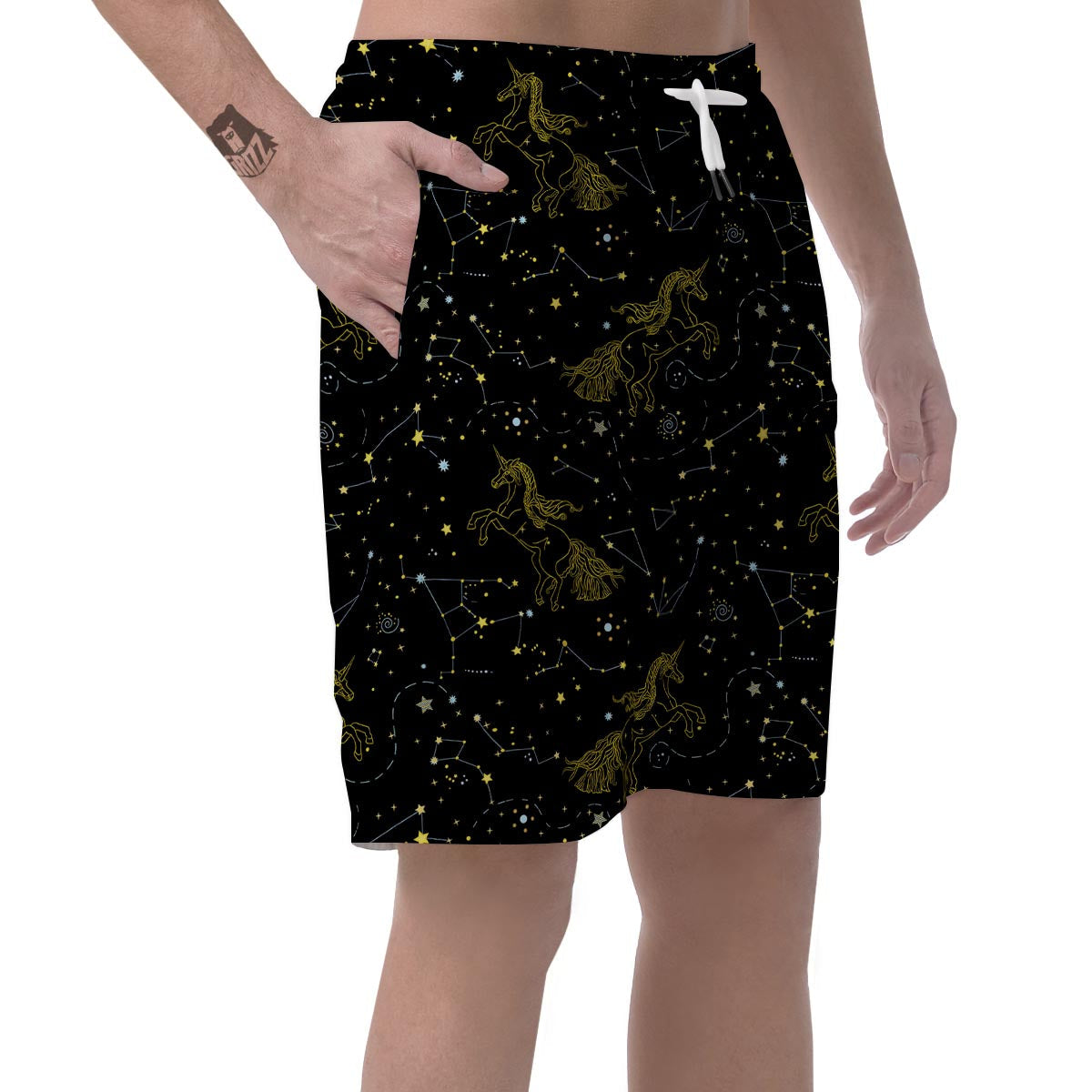 Unicorn Star Space Print Pattern Men's Shorts-grizzshop