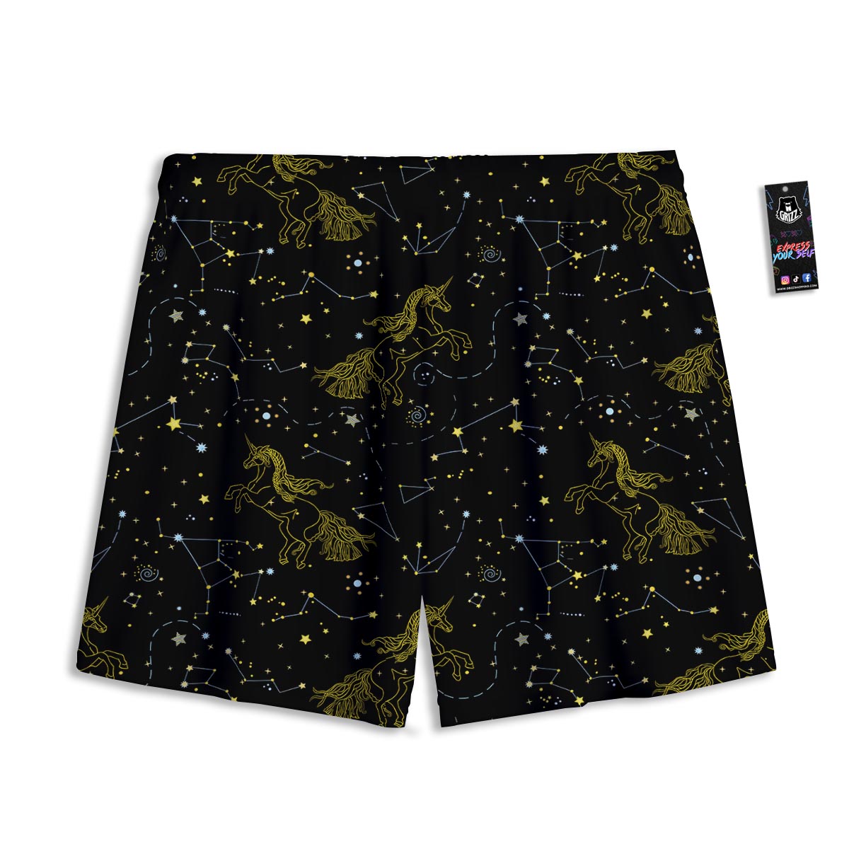 Unicorn Star Space Print Pattern Mesh Shorts