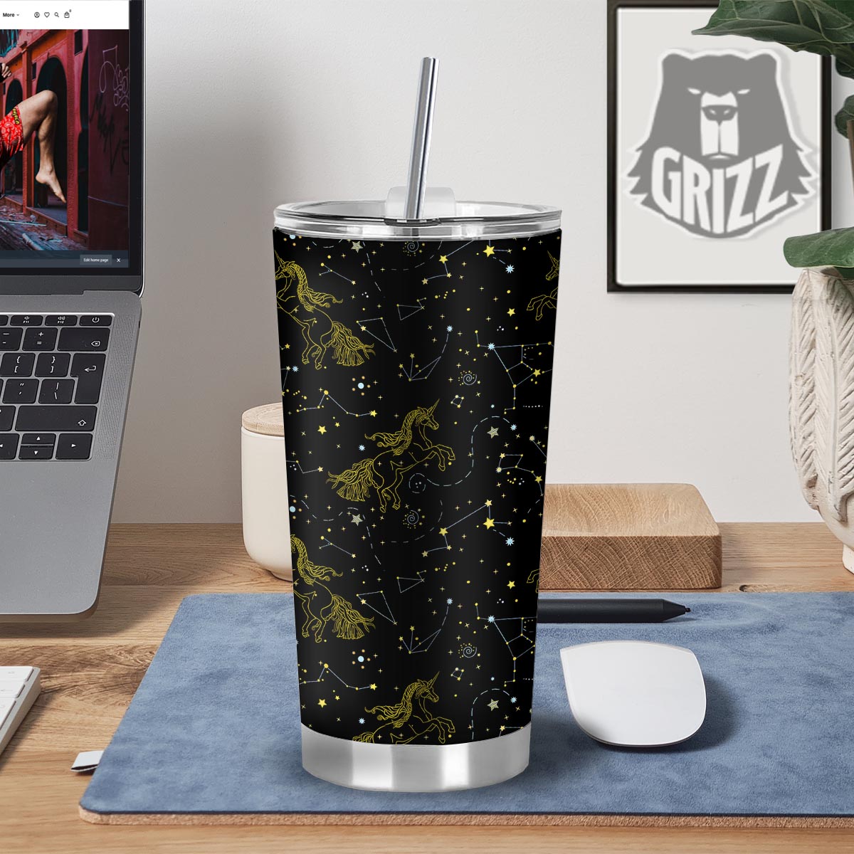 Unicorn Star Space Print Pattern Tumbler-grizzshop