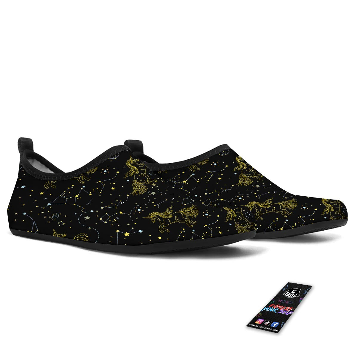 Unicorn Star Space Print Pattern Water Shoes-grizzshop