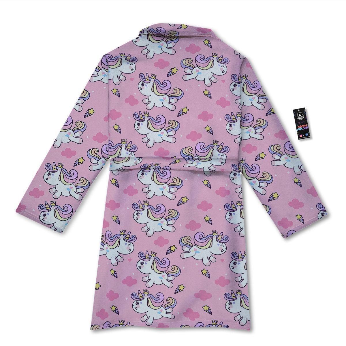 Unicorn White Girly Print Pattern Bathrobe-grizzshop