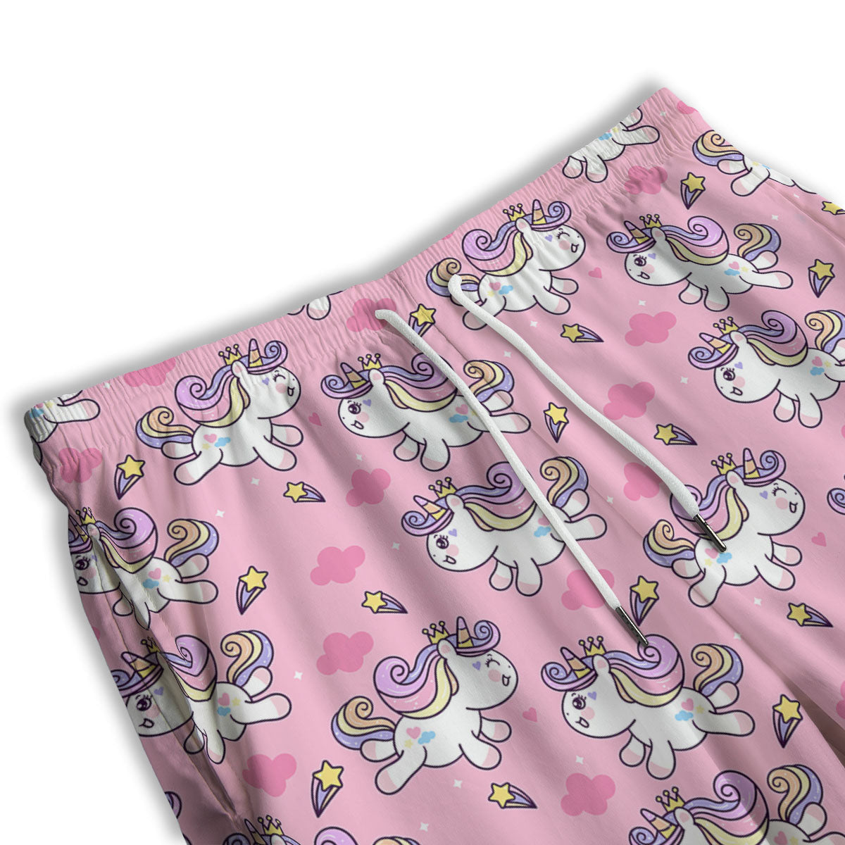 Unicorn White Girly Print Pattern Men's Athletic Shorts