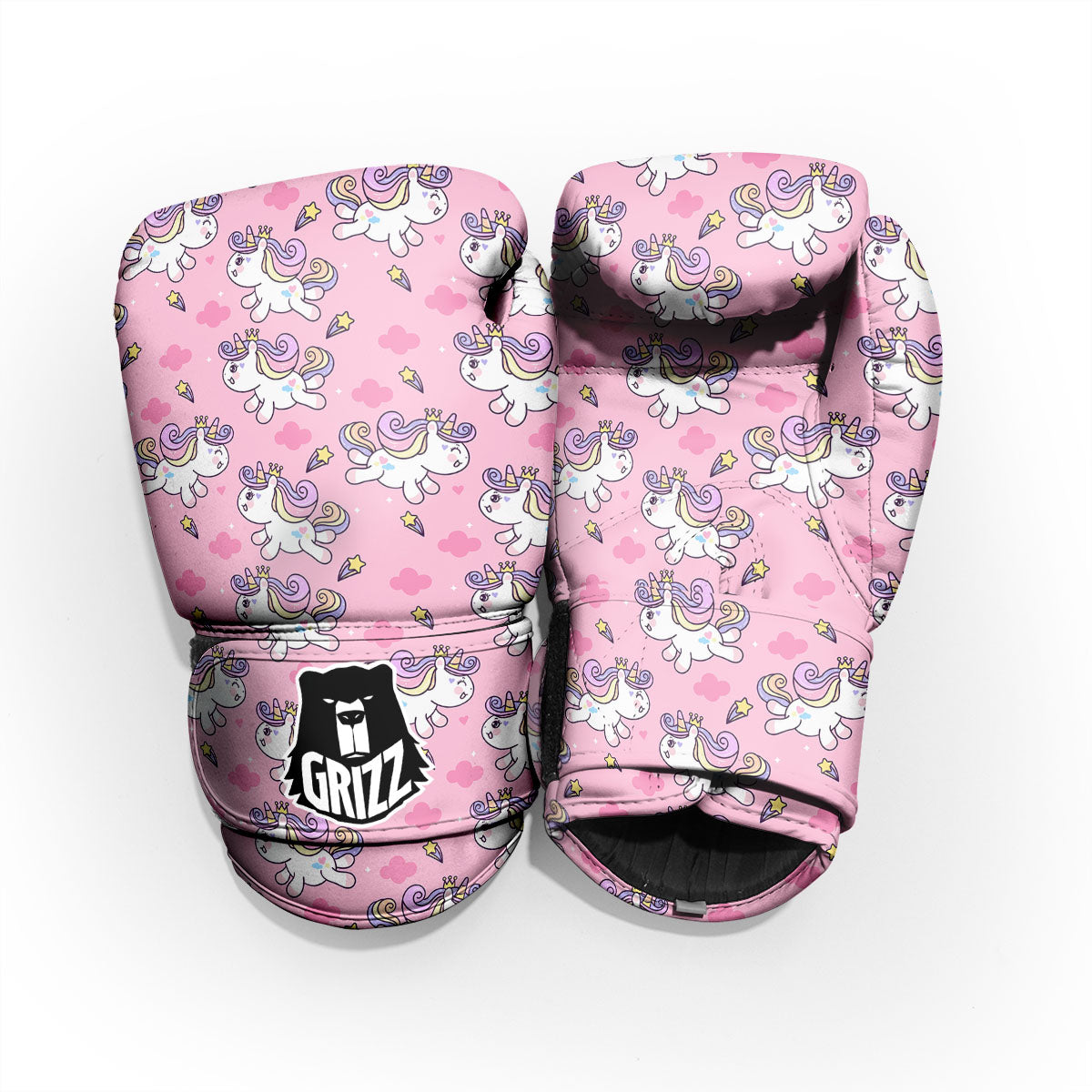 Unicorn White Girly Print Pattern Pro Boxing Glove