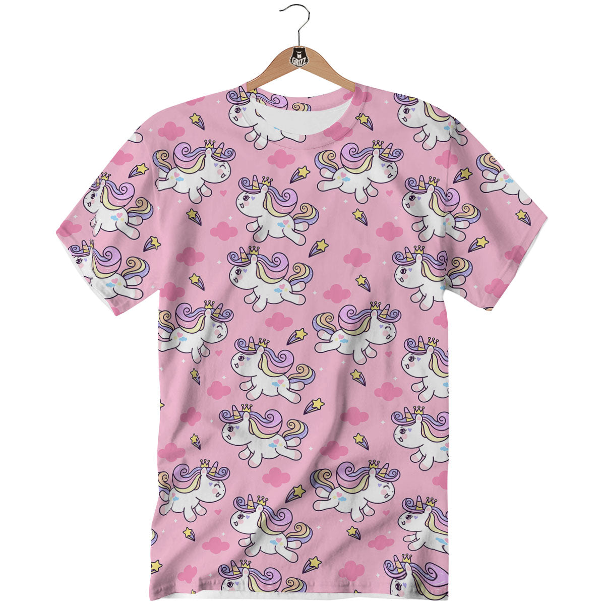 Unicorn White Girly Print Pattern T-Shirt-grizzshop