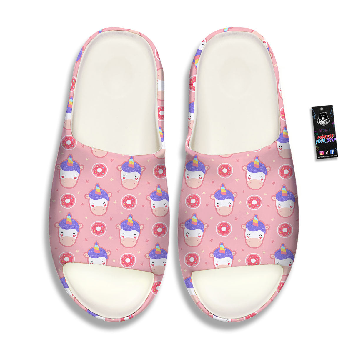 Unicorn Donut Pink Girly Print Pattern Sandals-grizzshop