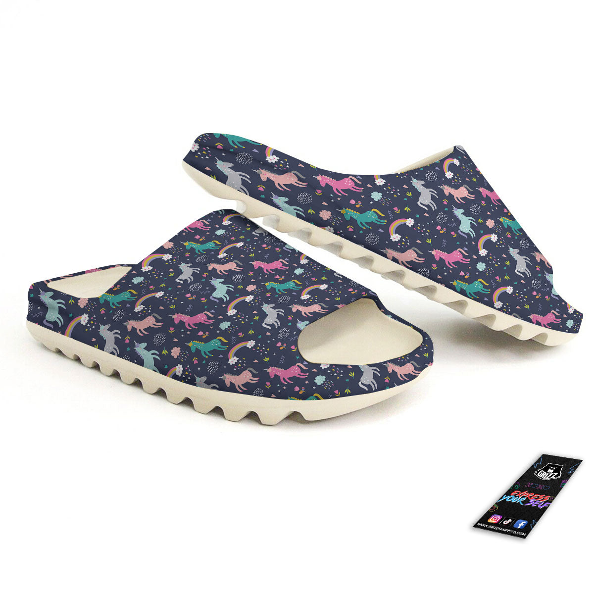 Unicorn Doodle Print Pattern Sandals-grizzshop