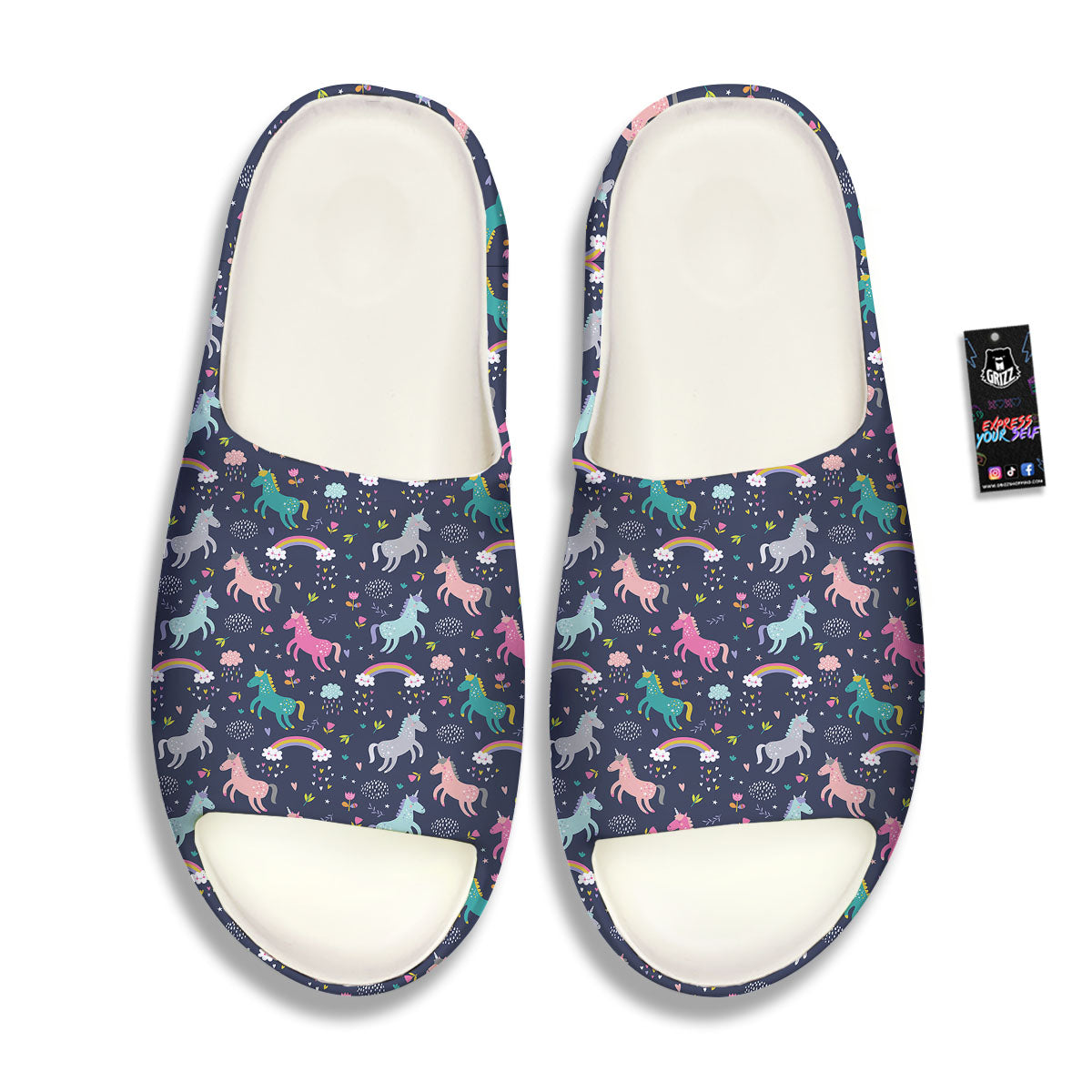 Unicorn Doodle Print Pattern Sandals-grizzshop