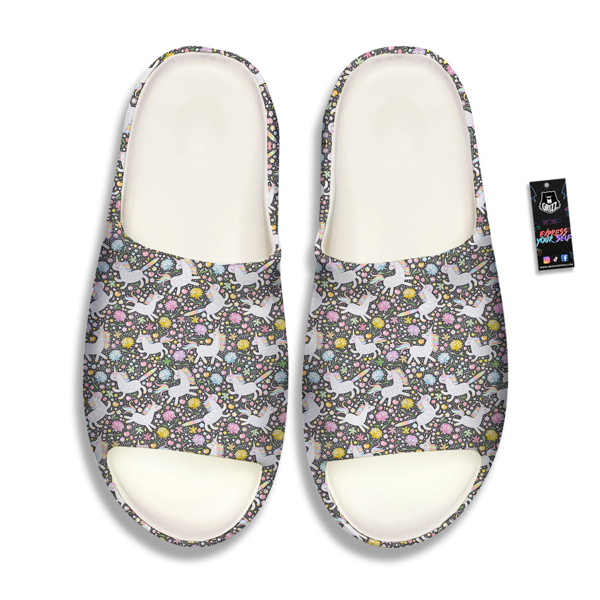 Unicorn Fairy Floral Print Pattern Sandals-grizzshop