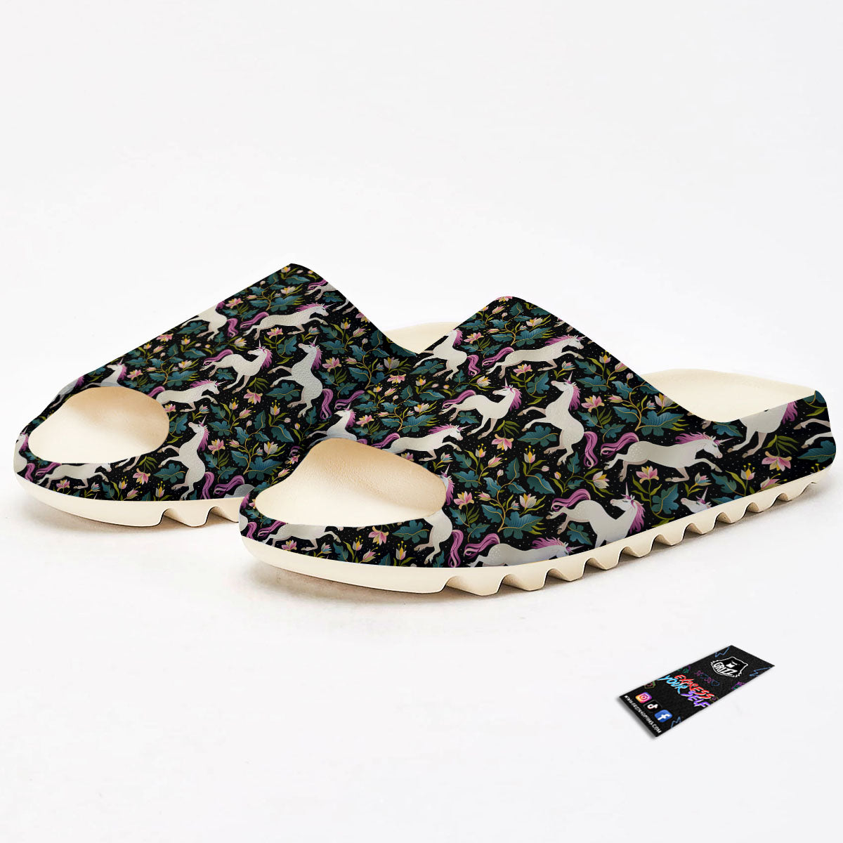 Unicorn Floral Print Pattern Sandals-grizzshop