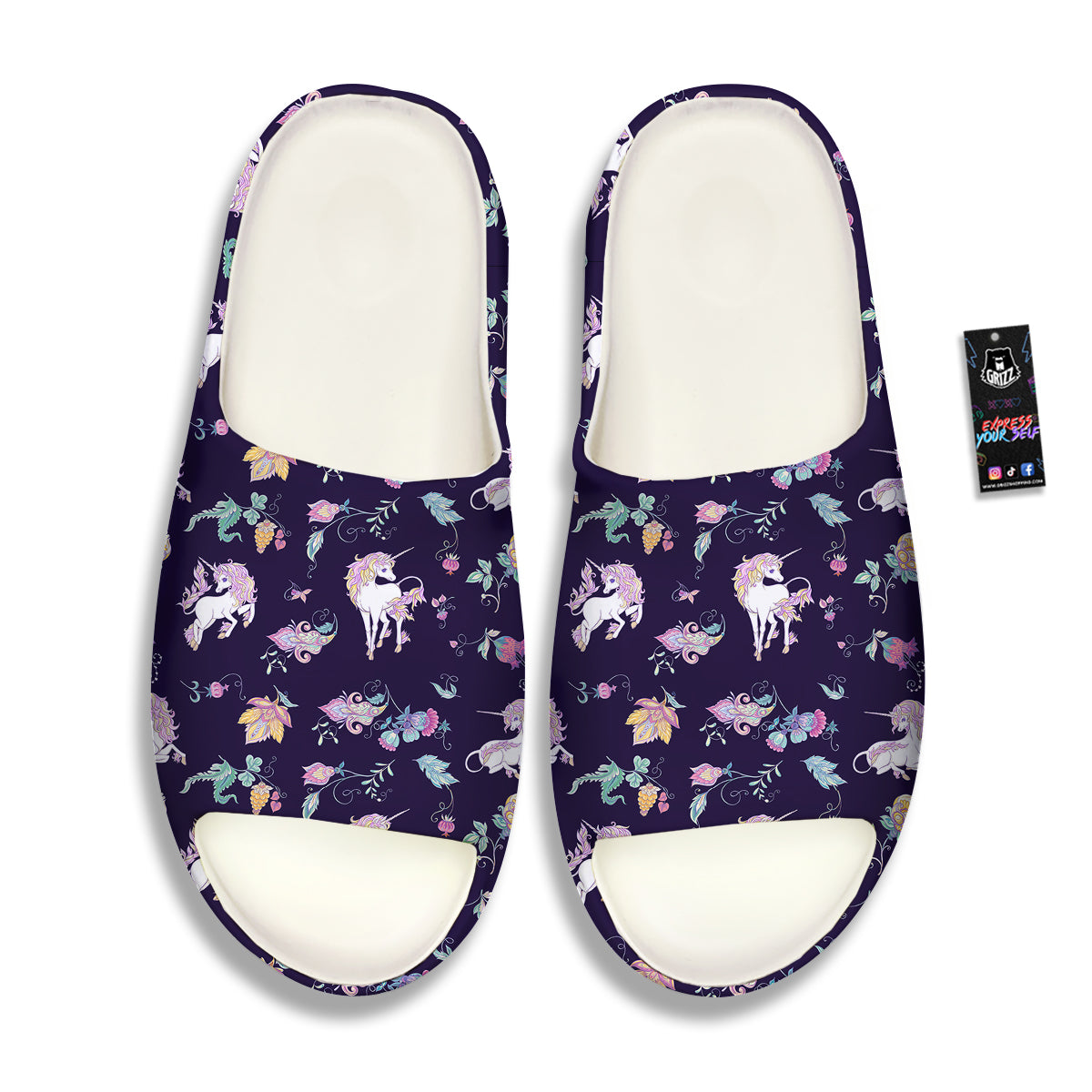 Unicorn Night Floral Print Pattern Sandals-grizzshop