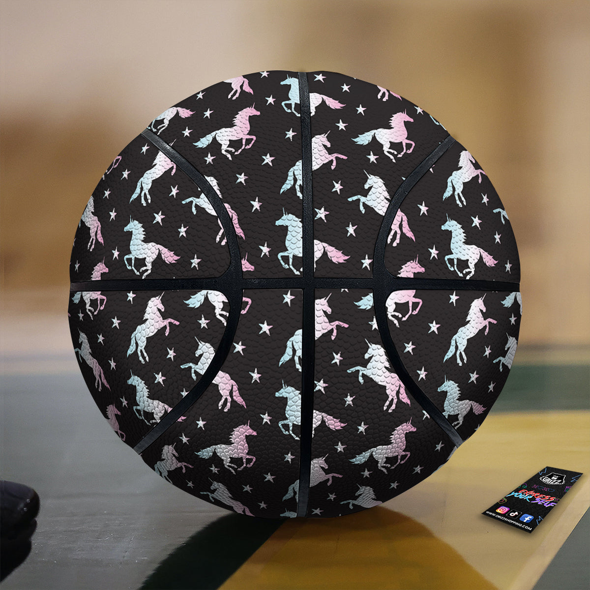 Unicorn Night Winged Print Pattern Basketball
