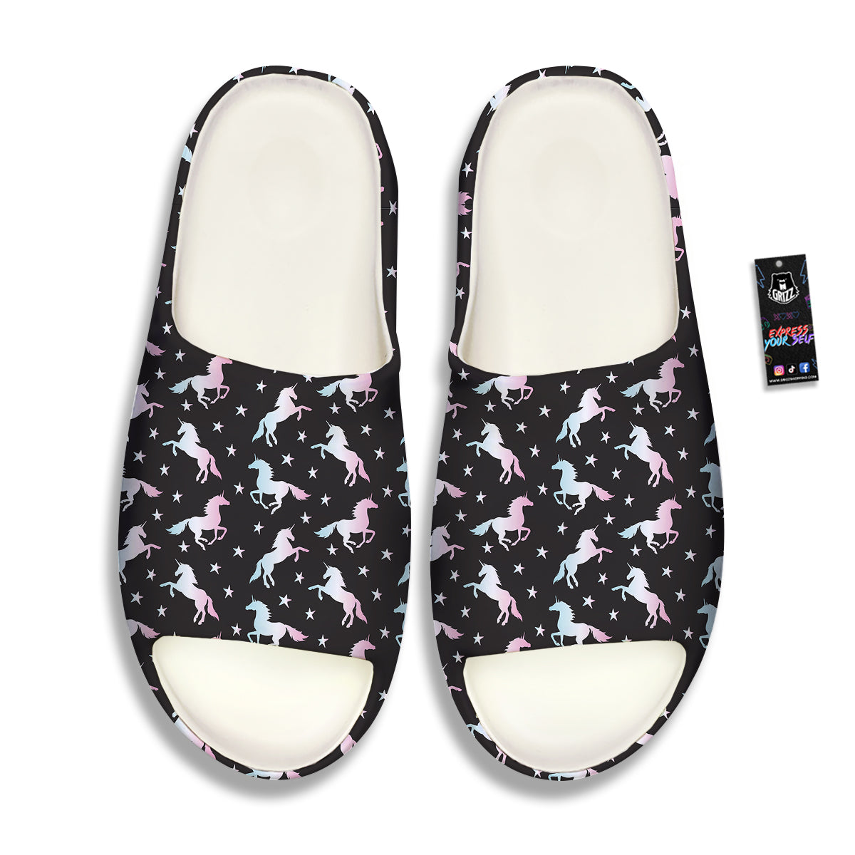 Unicorn Night Winged Print Pattern Sandals-grizzshop