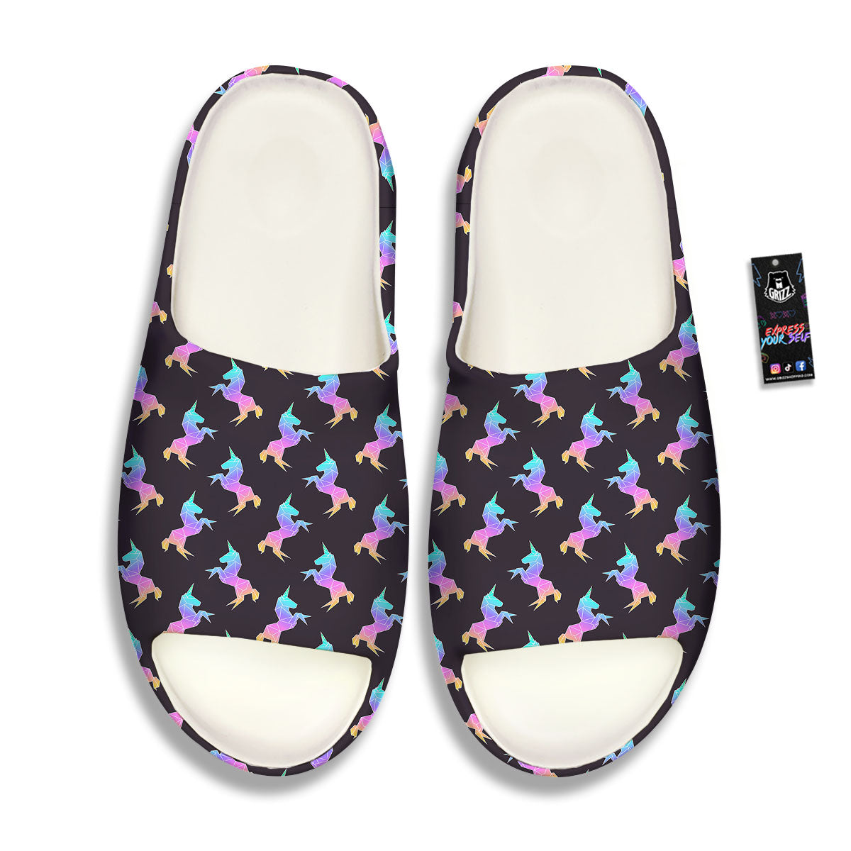 Unicorn Rainbow Origami Print Pattern Sandals-grizzshop