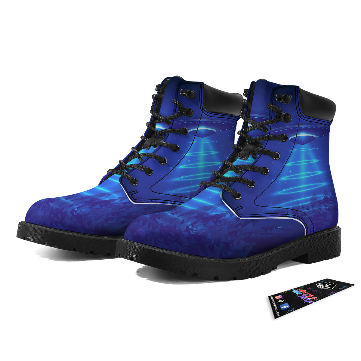 Unidentified Flying Object Blue Print Boots-grizzshop