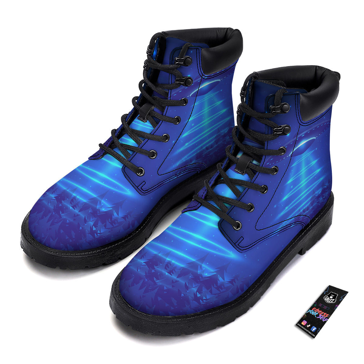 Unidentified Flying Object Blue Print Boots-grizzshop