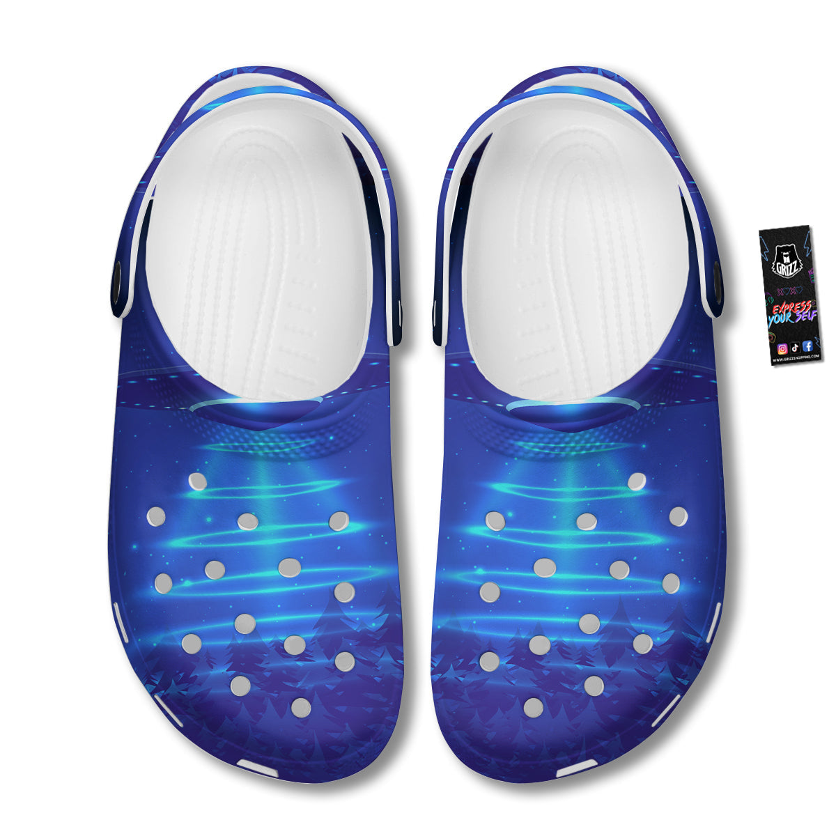 Unidentified Flying Object Blue Print Clog-grizzshop