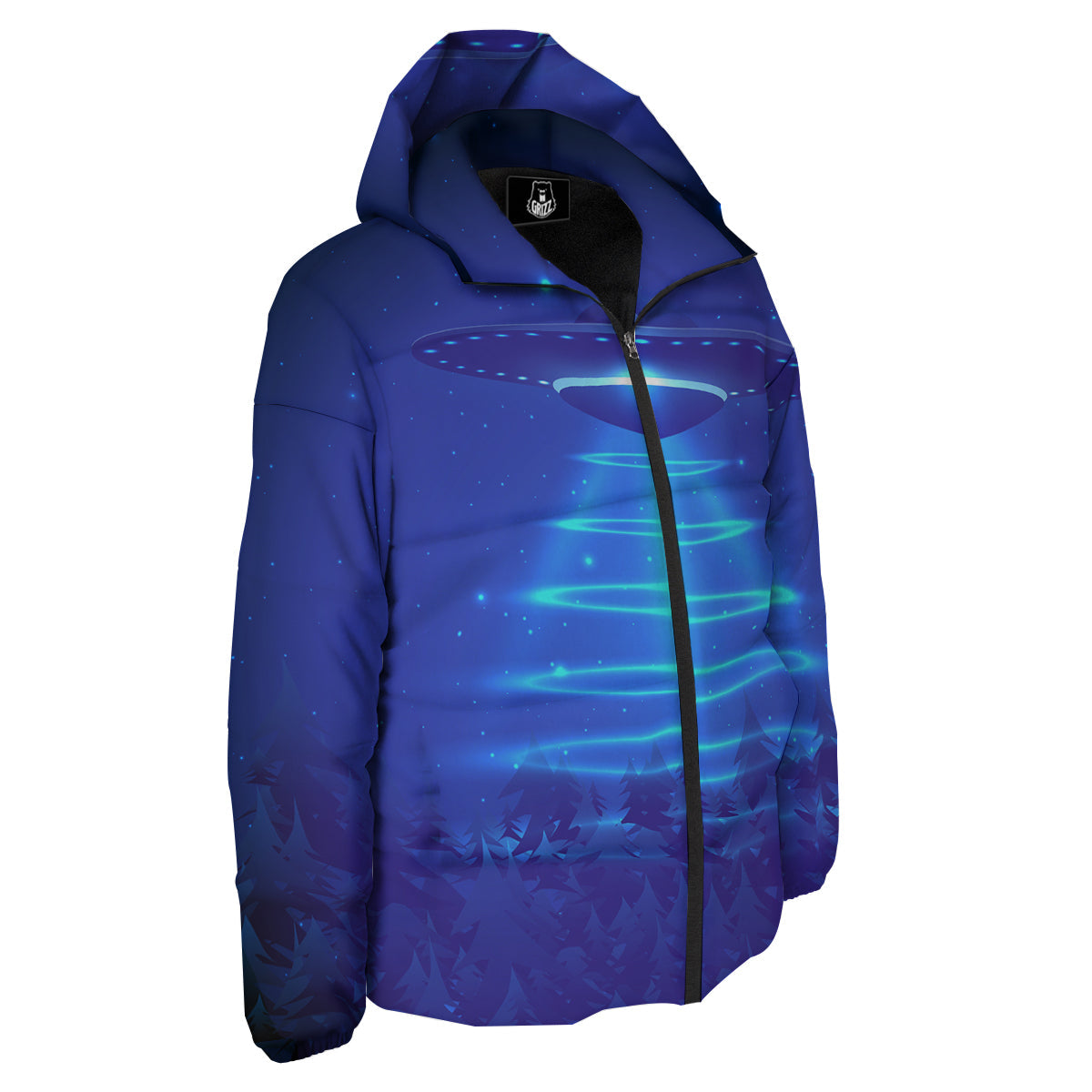 Unidentified Flying Object Blue Print Down Jacket-grizzshop