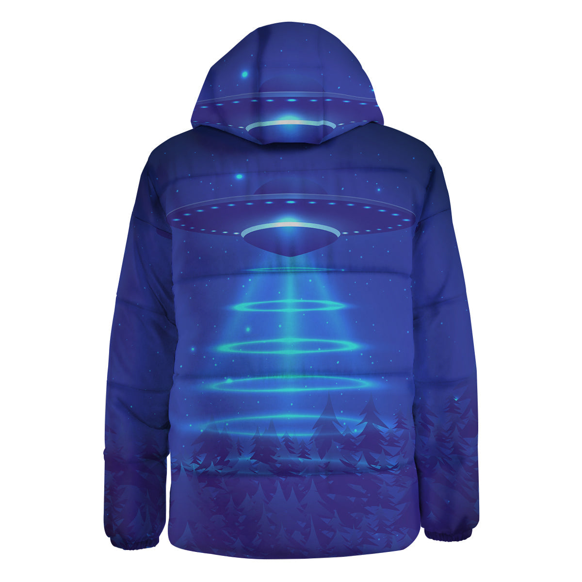 Unidentified Flying Object Blue Print Down Jacket-grizzshop