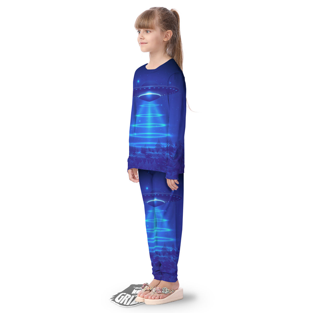 Unidentified Flying Object Blue Print Kid's Pajamas-grizzshop