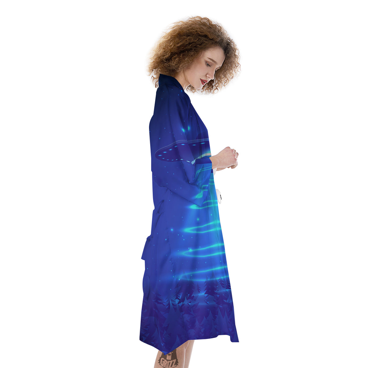Unidentified Flying Object Blue Print Kimono-grizzshop
