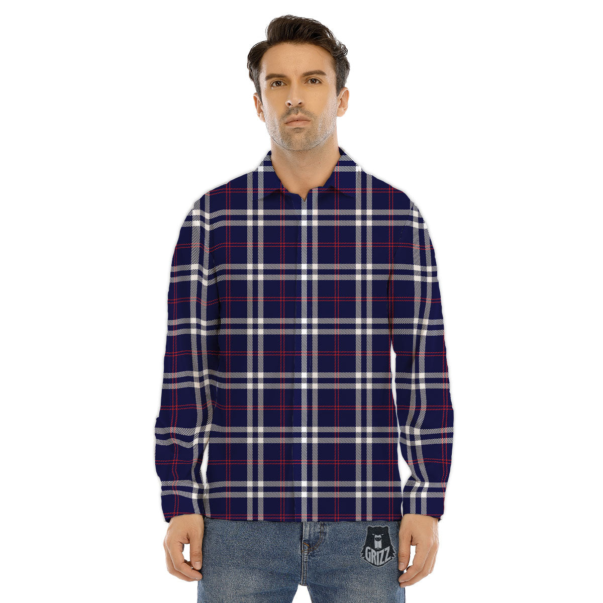 Unidentified Flying Object Blue Print Men's Dress Shirts-grizzshop