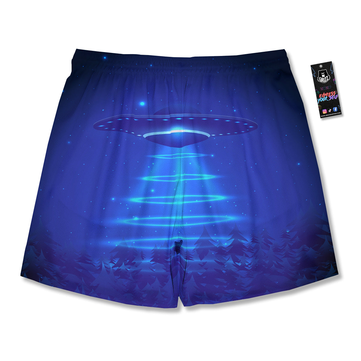 Unidentified Flying Object Blue Print Men's Running Shorts-grizzshop