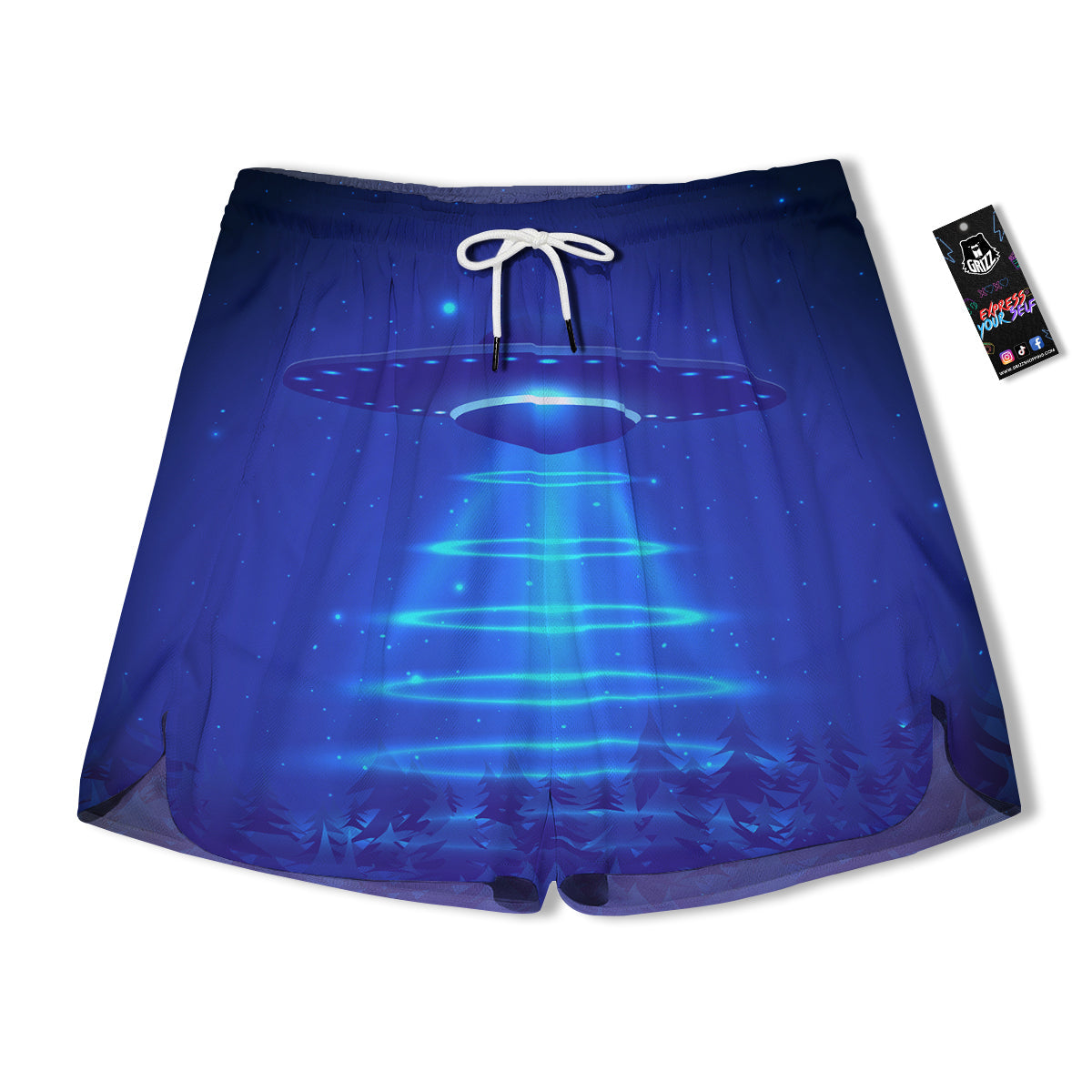 Unidentified Flying Object Blue Print Men's Running Shorts-grizzshop