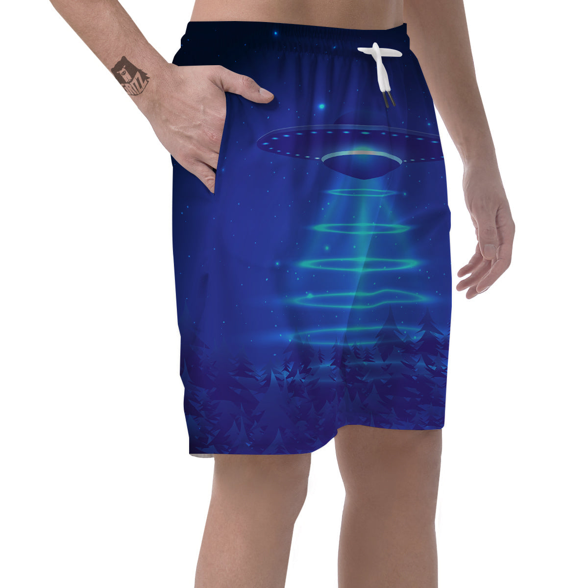 Unidentified Flying Object Blue Print Men's Shorts-grizzshop