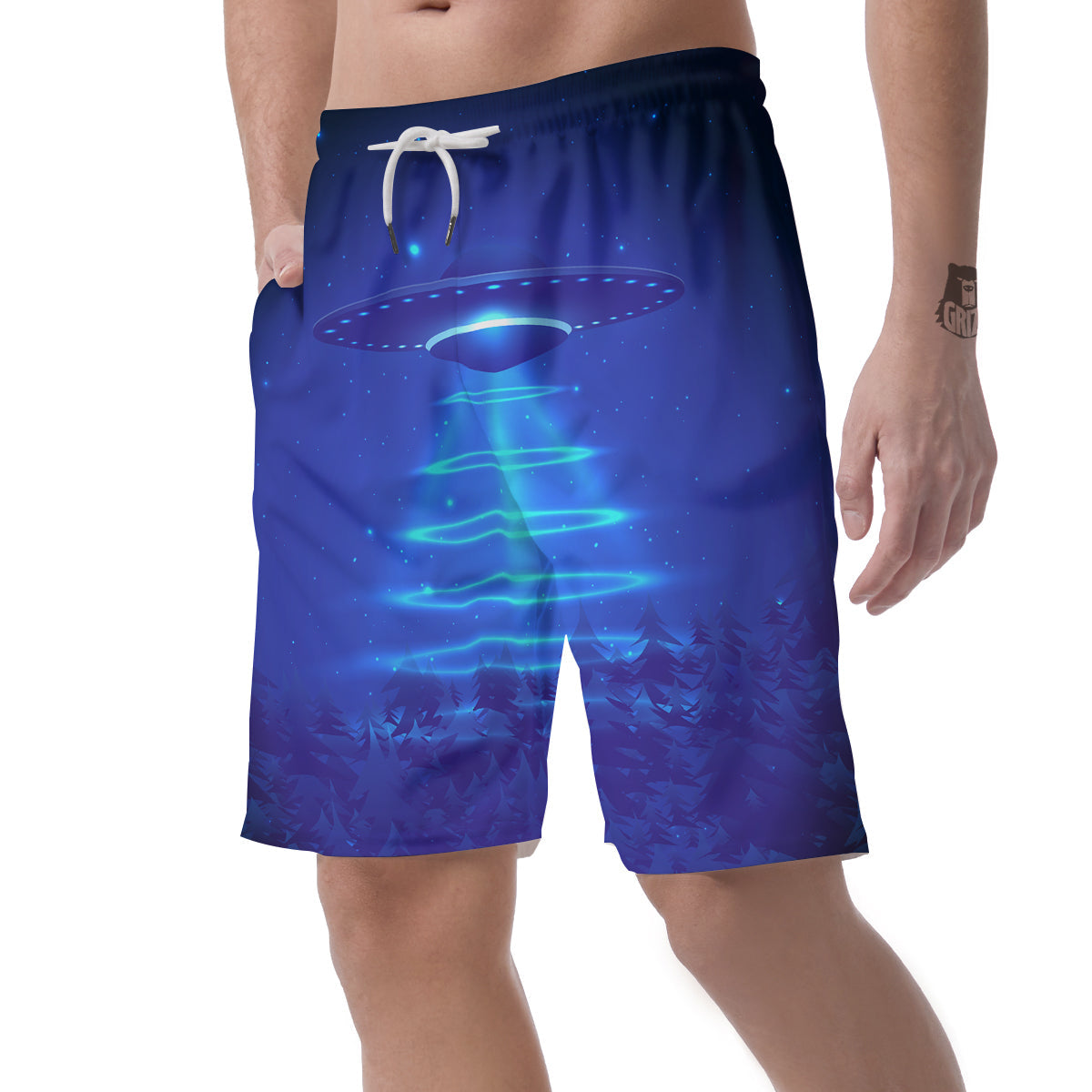 Unidentified Flying Object Blue Print Men's Shorts-grizzshop