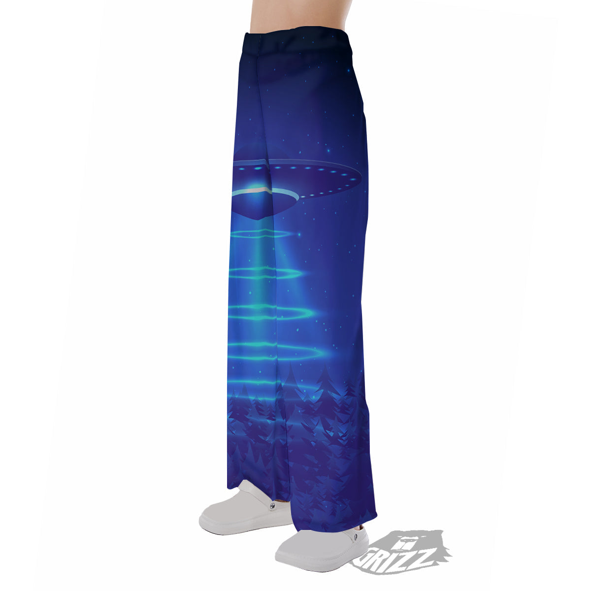 Unidentified Flying Object Blue Print Pajama Pants-grizzshop