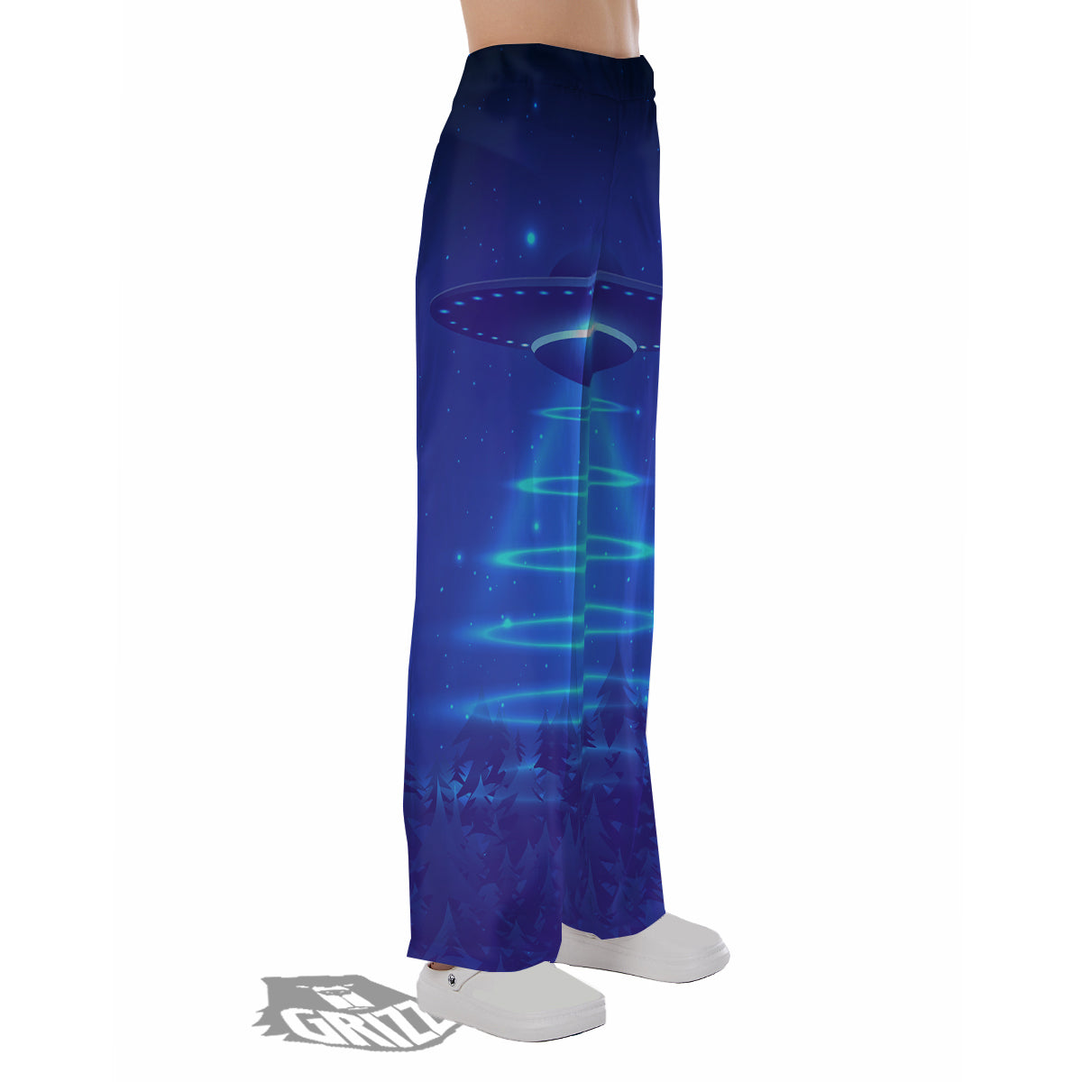 Unidentified Flying Object Blue Print Pajama Pants-grizzshop