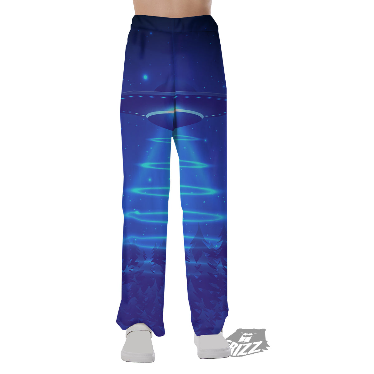 Unidentified Flying Object Blue Print Pajama Pants-grizzshop