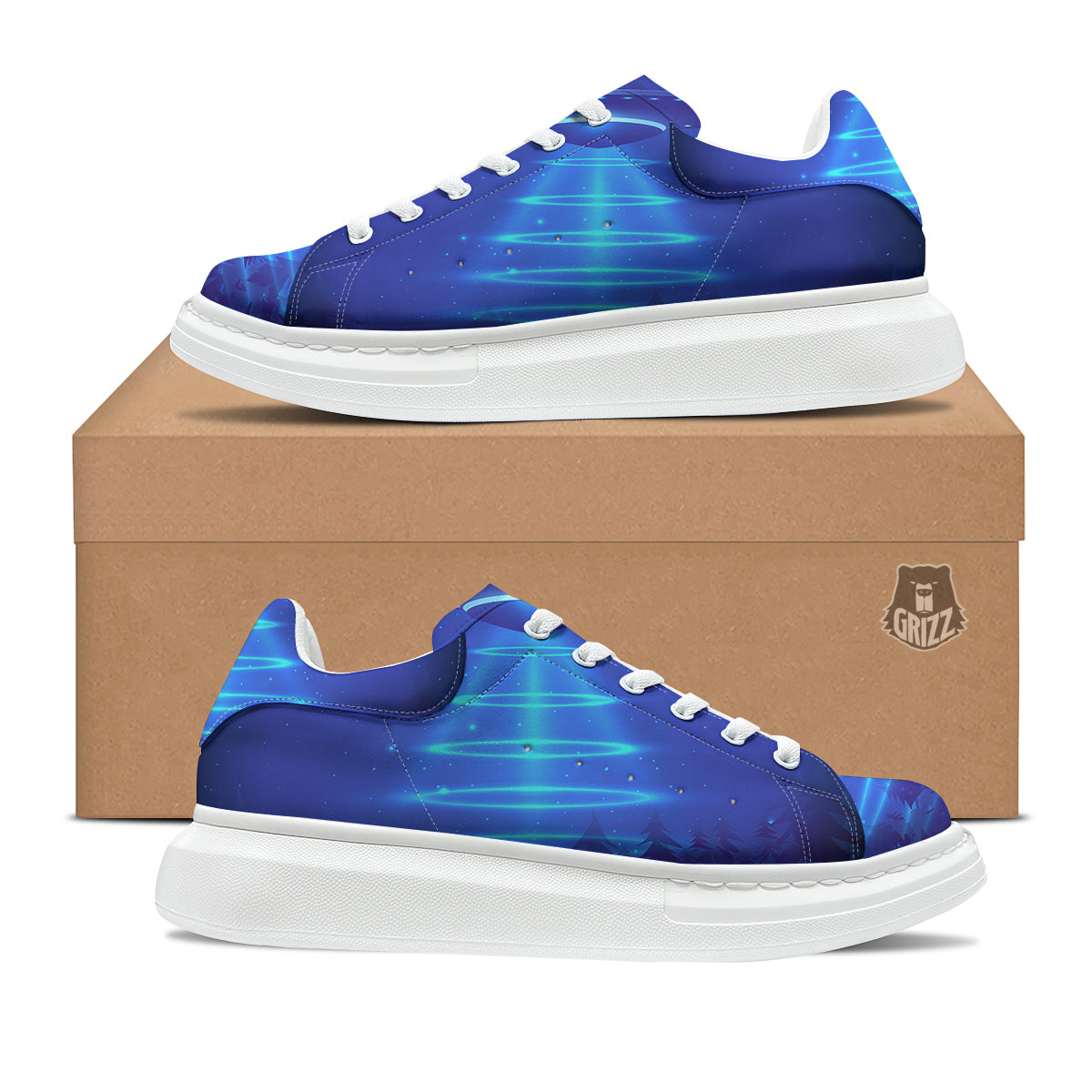 Unidentified Flying Object Blue Print Platform Shoes-grizzshop