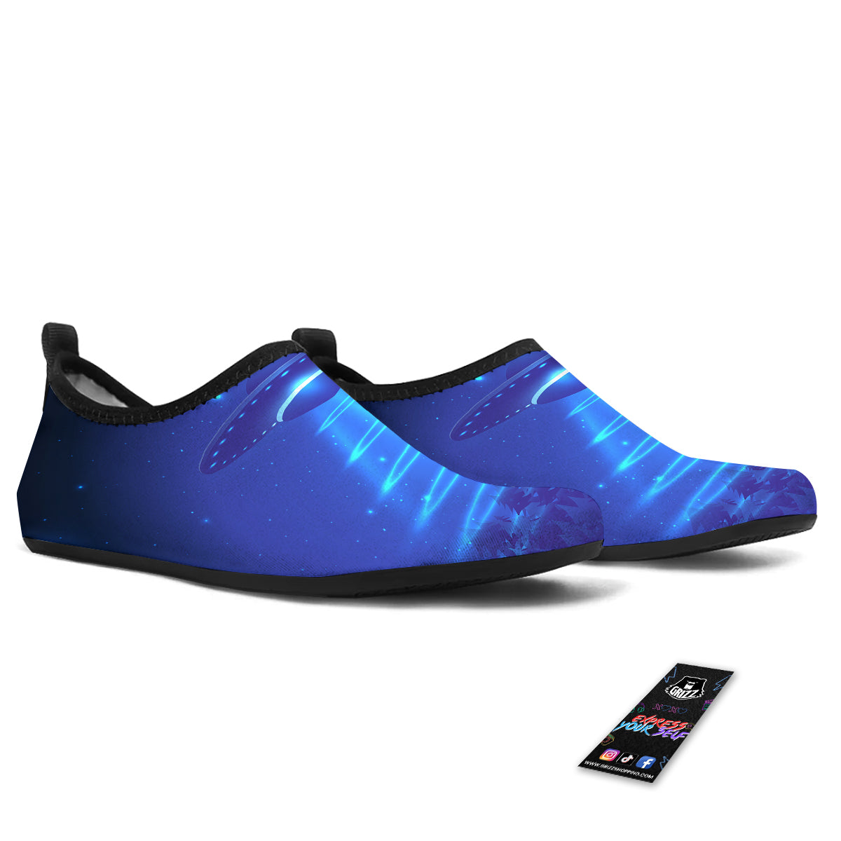 Unidentified Flying Object Blue Print Water Shoes-grizzshop