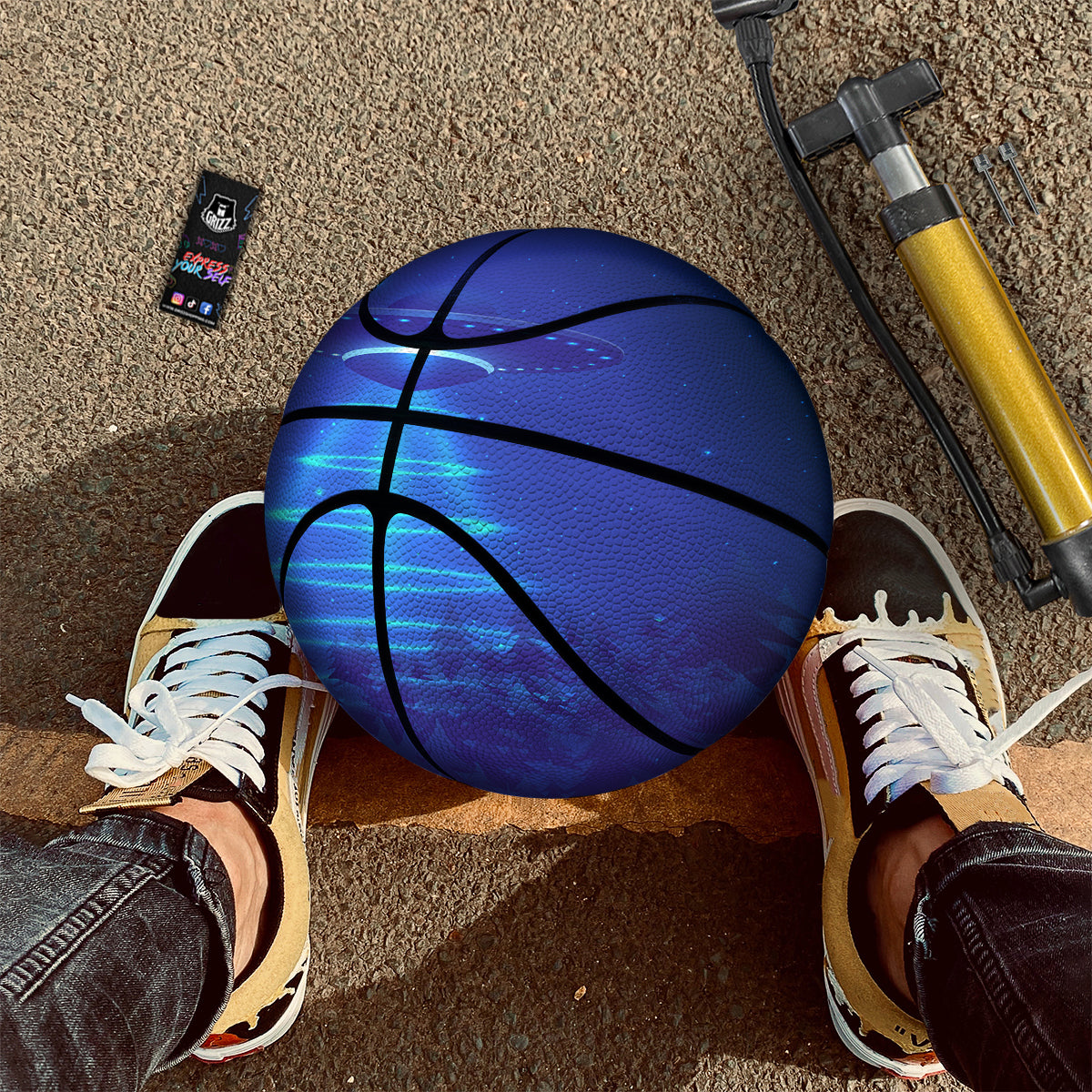 Unidentified Flying Object Blue Print Basketball