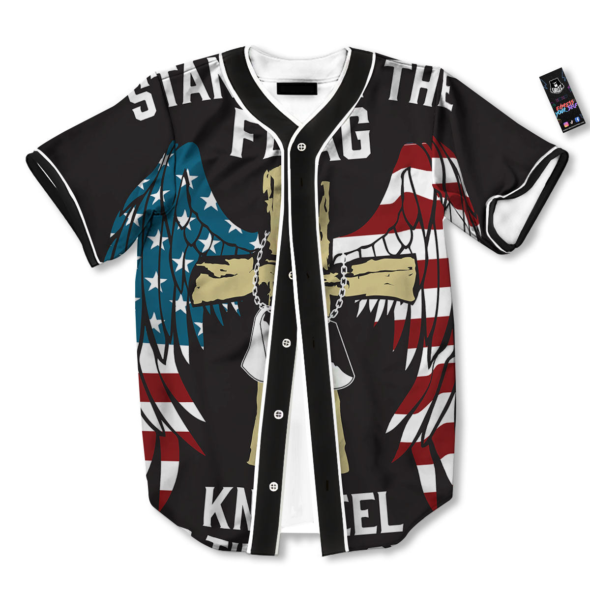 United We Stand American Flag Print Baseball Jersey-grizzshop