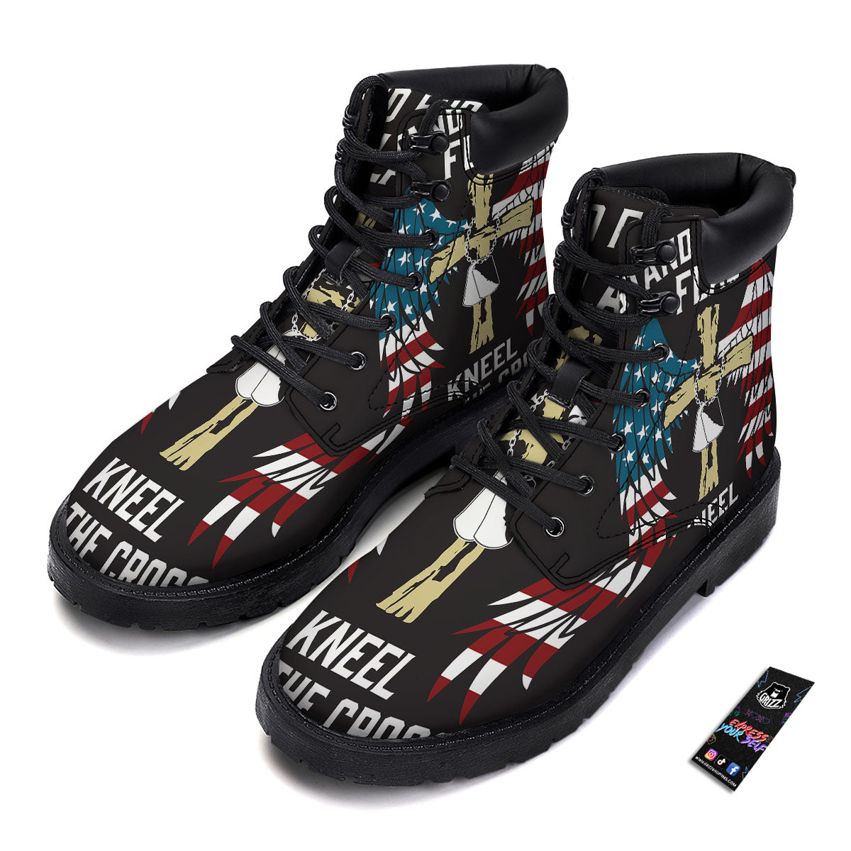 United We Stand American Flag Print Boots-grizzshop