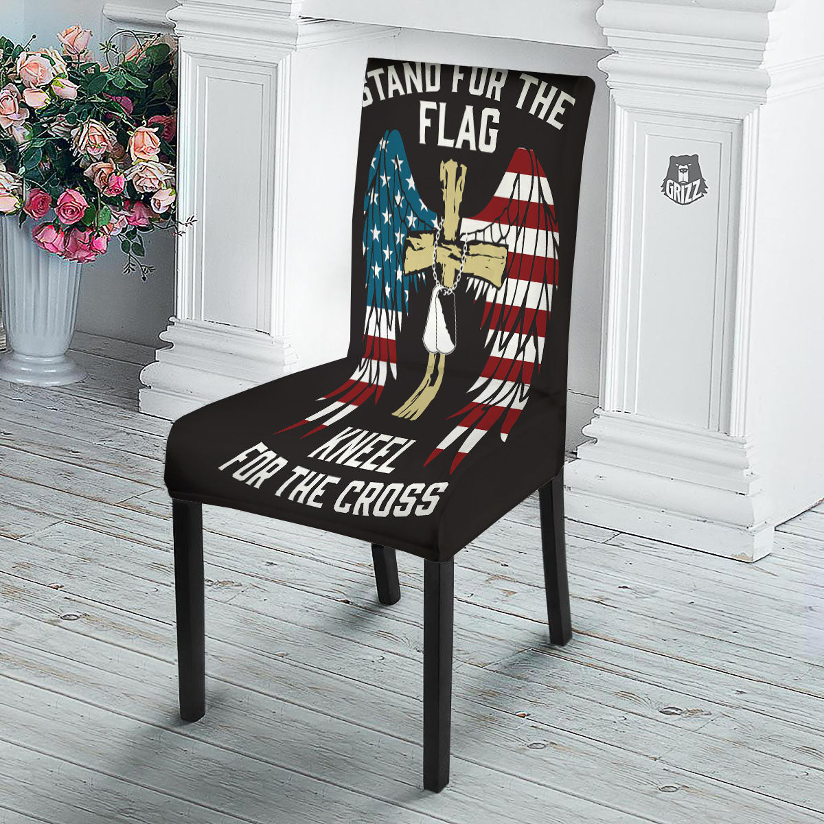 United We Stand American Flag Print Dining Chair Slipcover-grizzshop