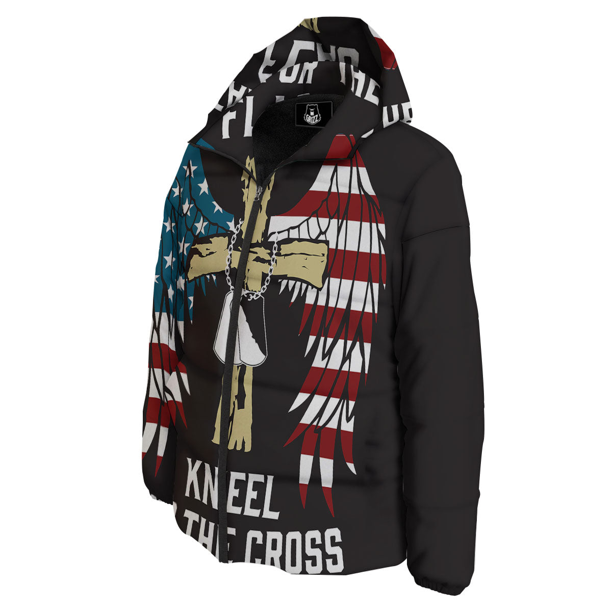 United We Stand American Flag Print Down Jacket-grizzshop